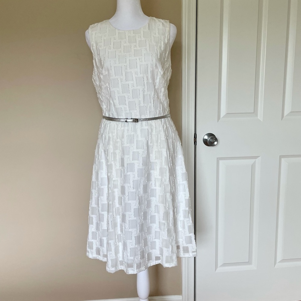White textured dress.